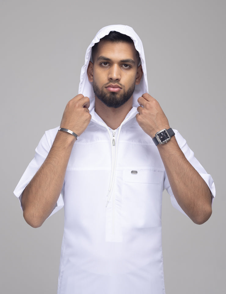 Amaani Drift Thobe Short Sleeve - White