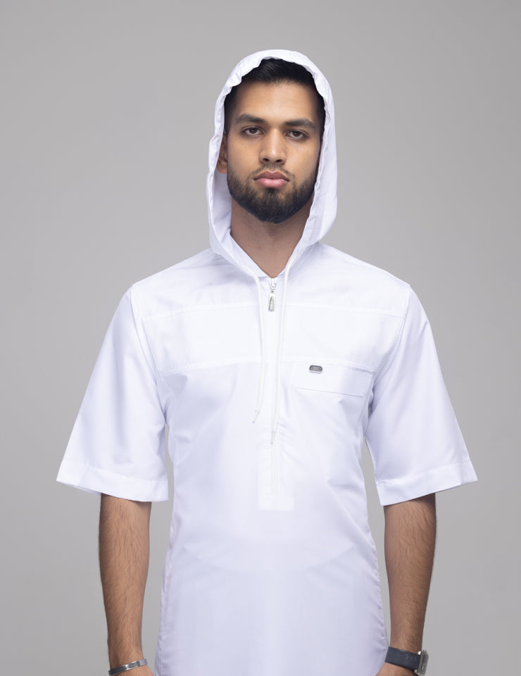 Amaani Drift Thobe Short Sleeve - White