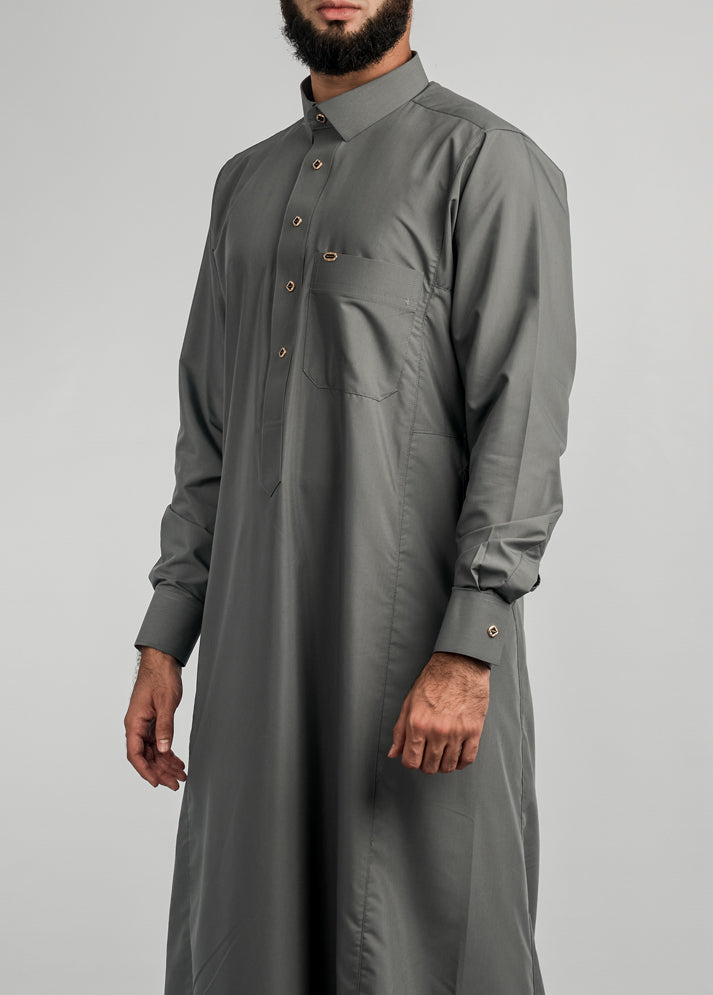 Falcon Thobe - Grey With Silver Button