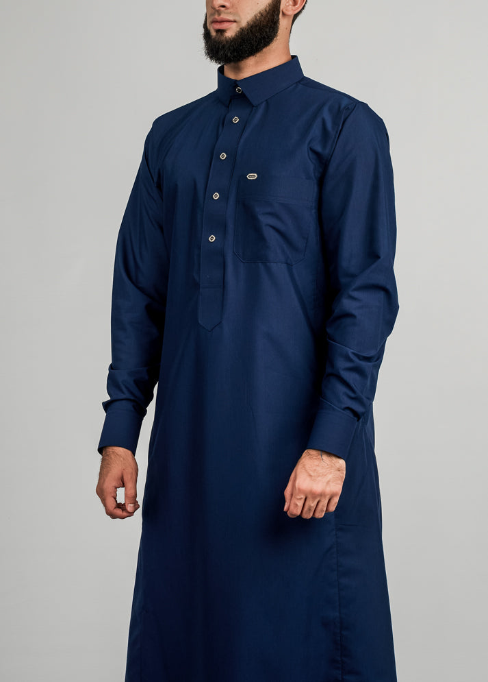 Falcon Thobe - Navy With Silver Button