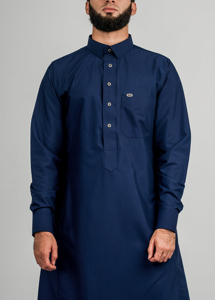 Falcon Thobe - Navy With Gold Button