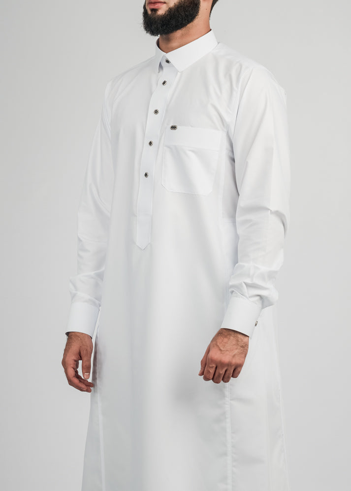 Falcon Thobe - White With Gold Button