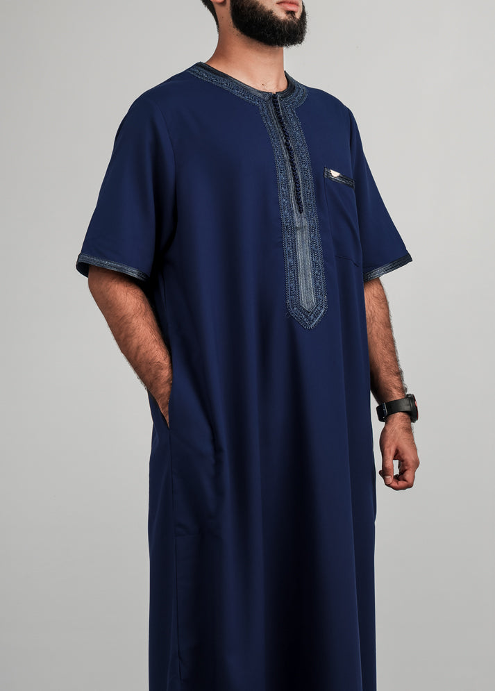 Eagle Moroccan Thobe - Navy