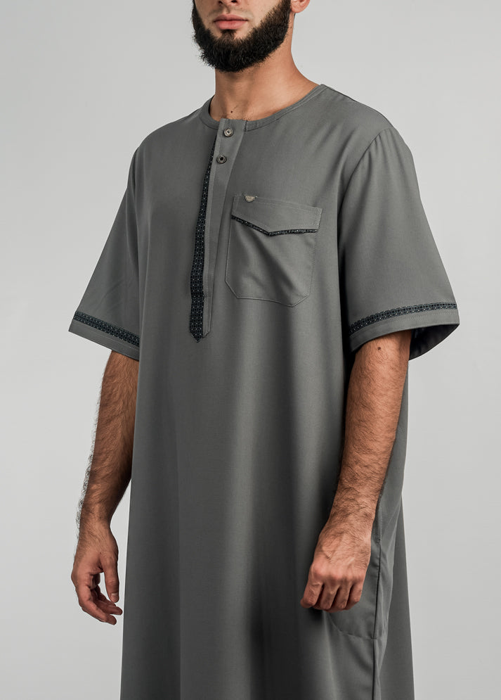 Hawk Short Sleeve Thobe - Grey
