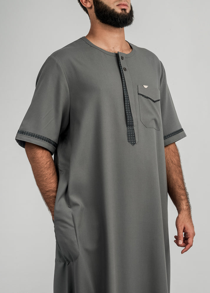 Hawk Short Sleeve Thobe - Grey