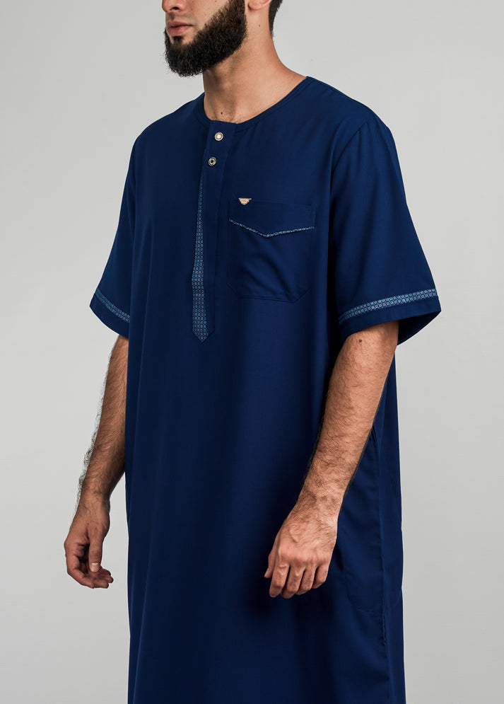 Hawk Short Sleeve Thobe - Navy