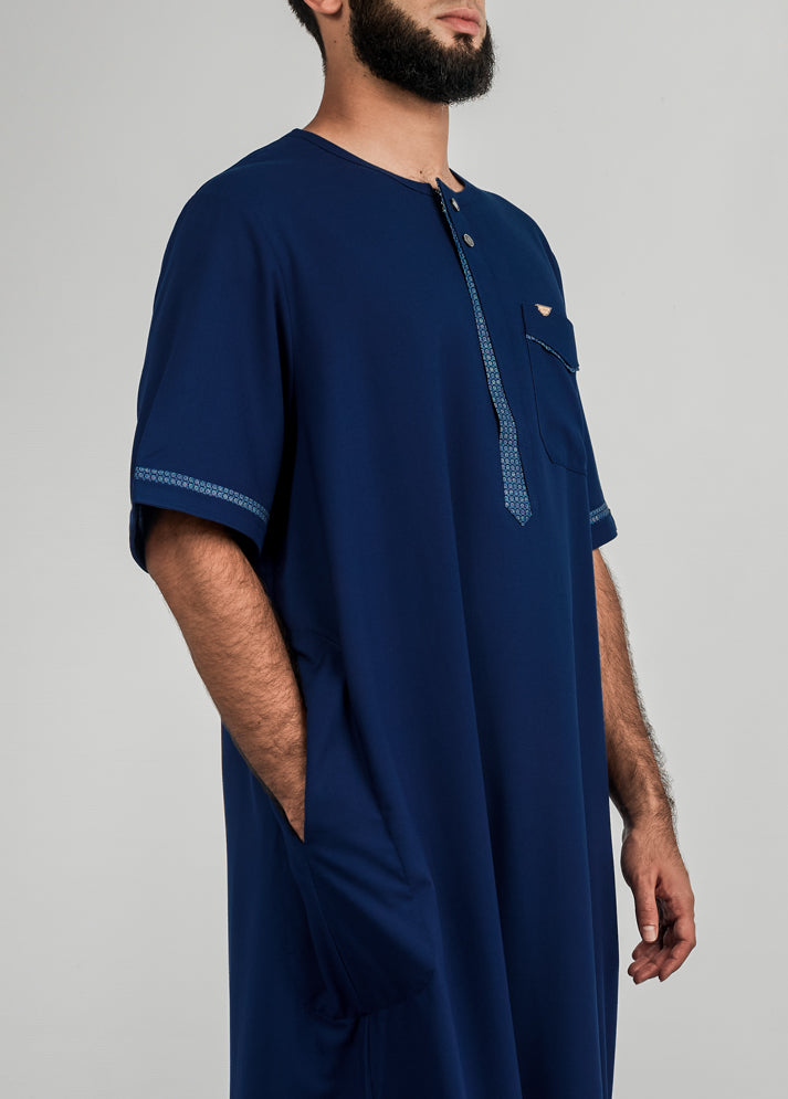 Hawk Short Sleeve Thobe - Navy