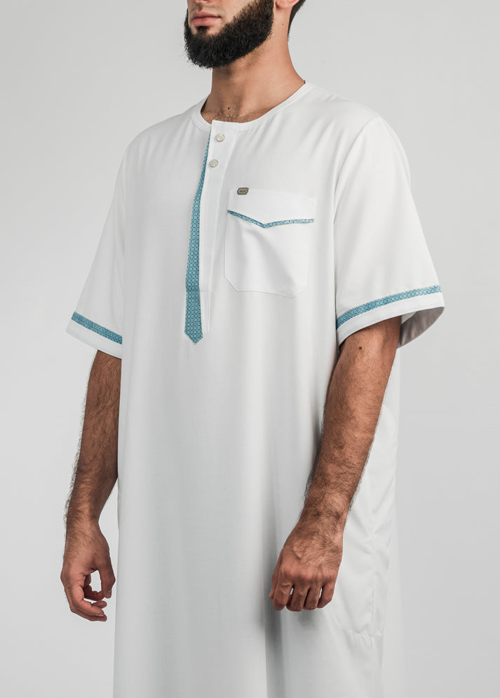 Hawk Short Sleeve Thobe - White