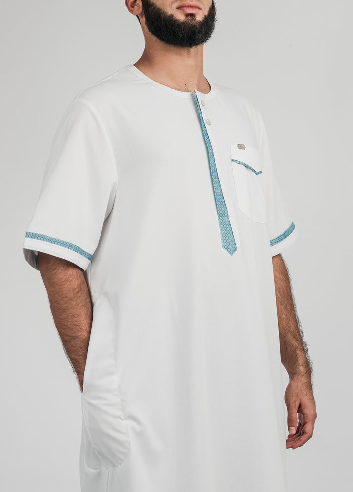 Hawk Short Sleeve Thobe - White